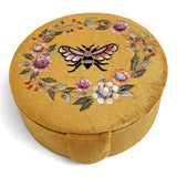 Mustard Bee Embroidered Rnd Jewellery Box