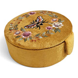 Mustard Bee Embroidered Rnd Jewellery Box