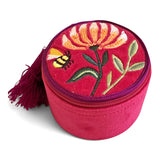Fuchsia Floral Embroidered Trinket Box