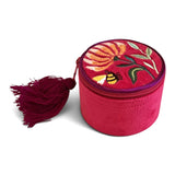 Fuchsia Floral Embroidered Trinket Box
