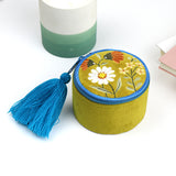 Embroidered Trinket Box - Olive