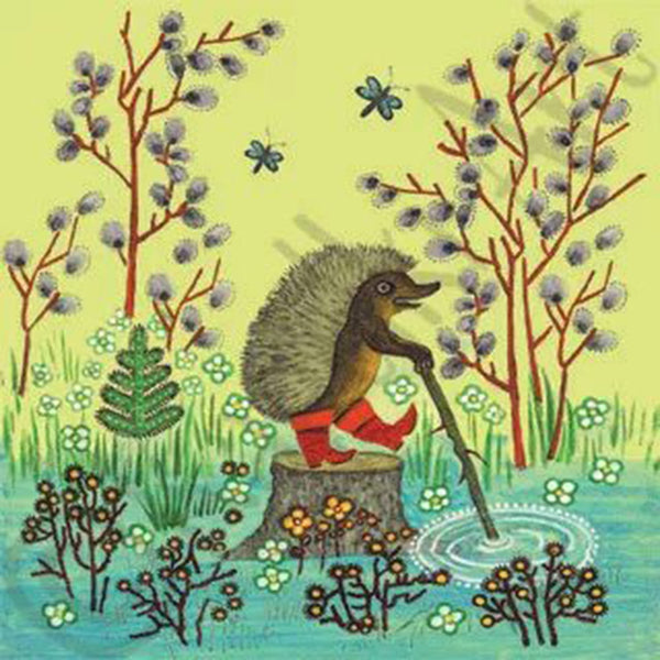 Little Hedgehog In Red Boots Card