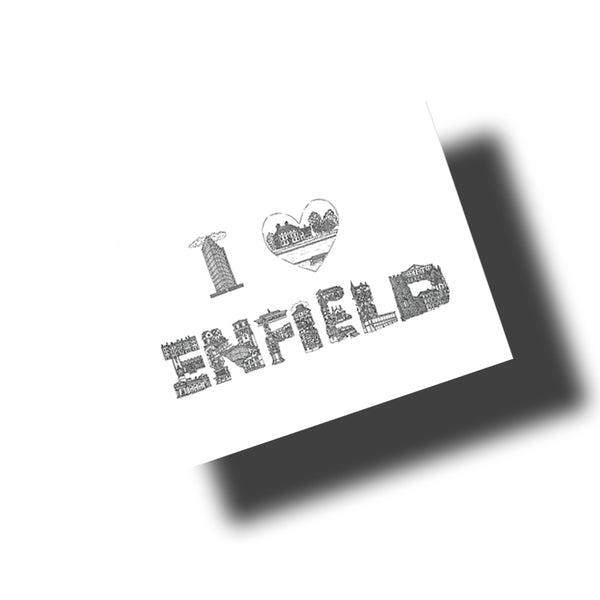 I Heart Enfield Postcard by Nicky Yianni